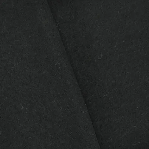 1 YD PC-Pitch Black Semi-Opaque Brushed Wool Blend Twill Jacketing Fabric