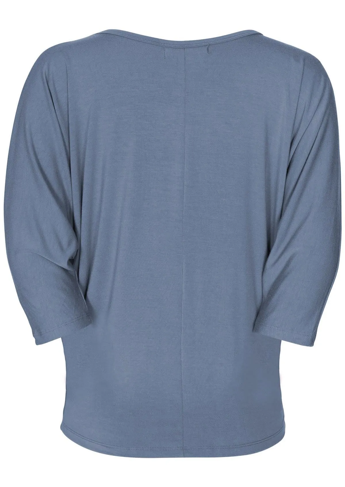 3/4 Sleeve V-neck Batwing Top Sky Grey