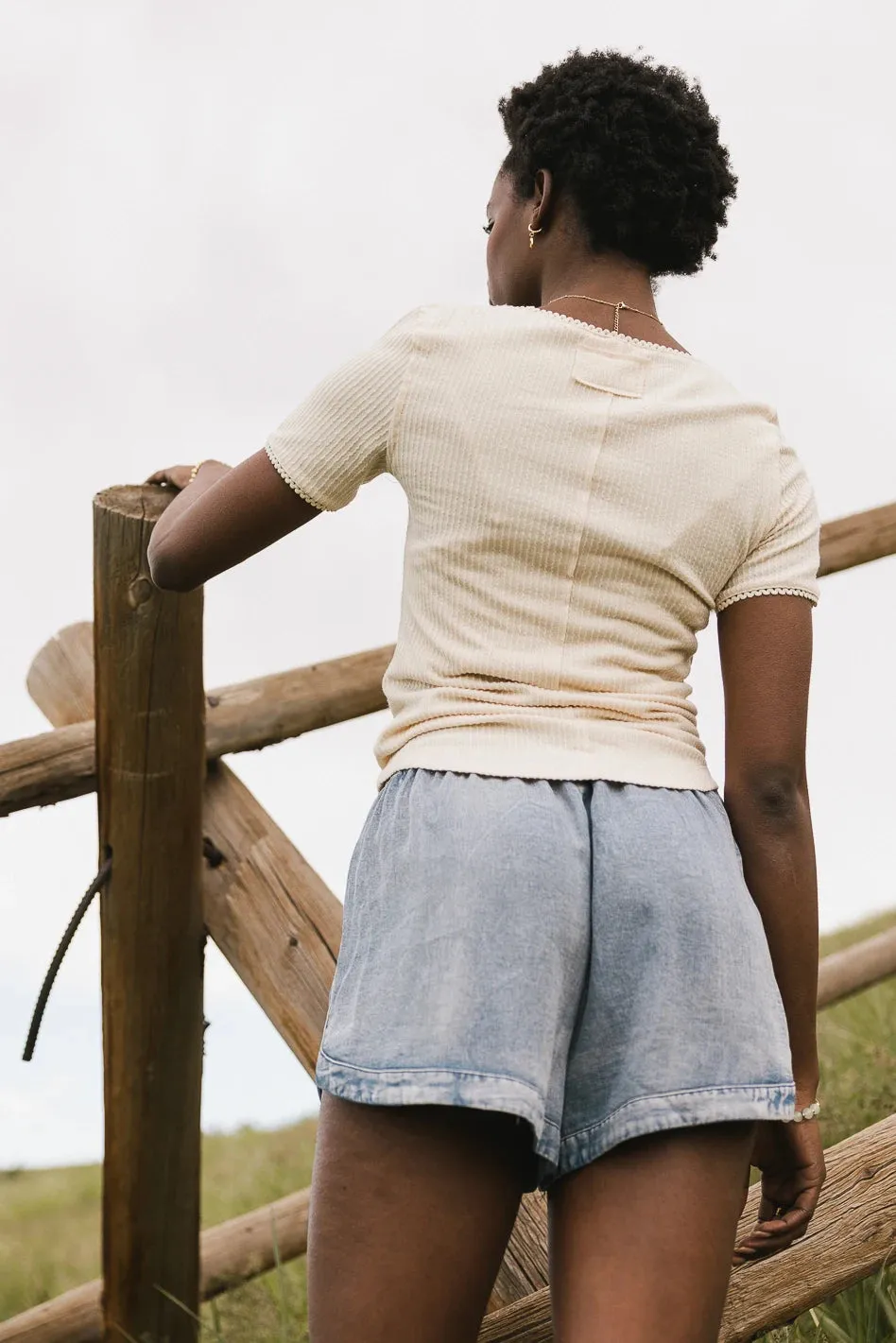 Aybree Ribbed Tee in Cream - FINAL SALE