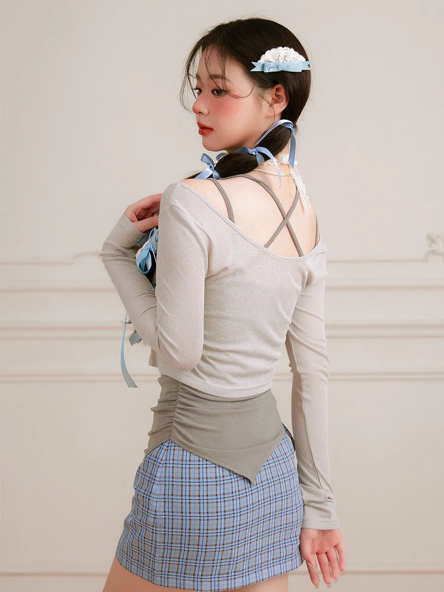 Balletcore Two-Piece Ribbed Crop Tops