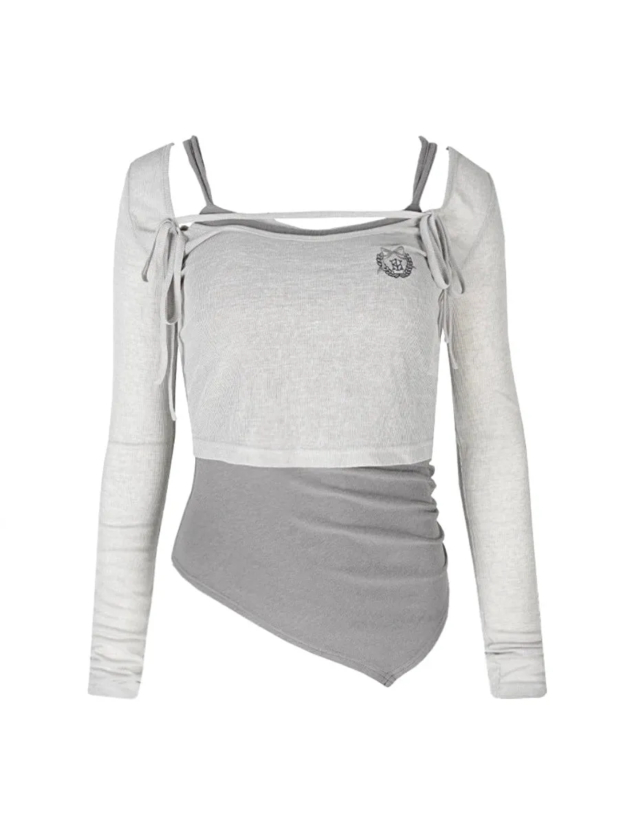 Balletcore Two-Piece Ribbed Crop Tops