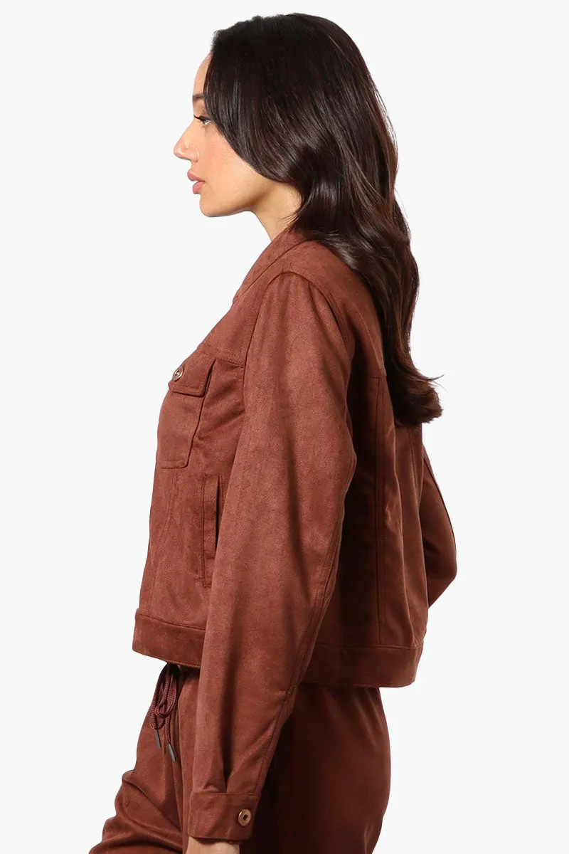 Beechers Brook Button Up Suede Trucker Lightweight Jacket - Brown