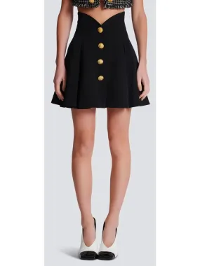 Black Pleated Crepe Tulip Skirt