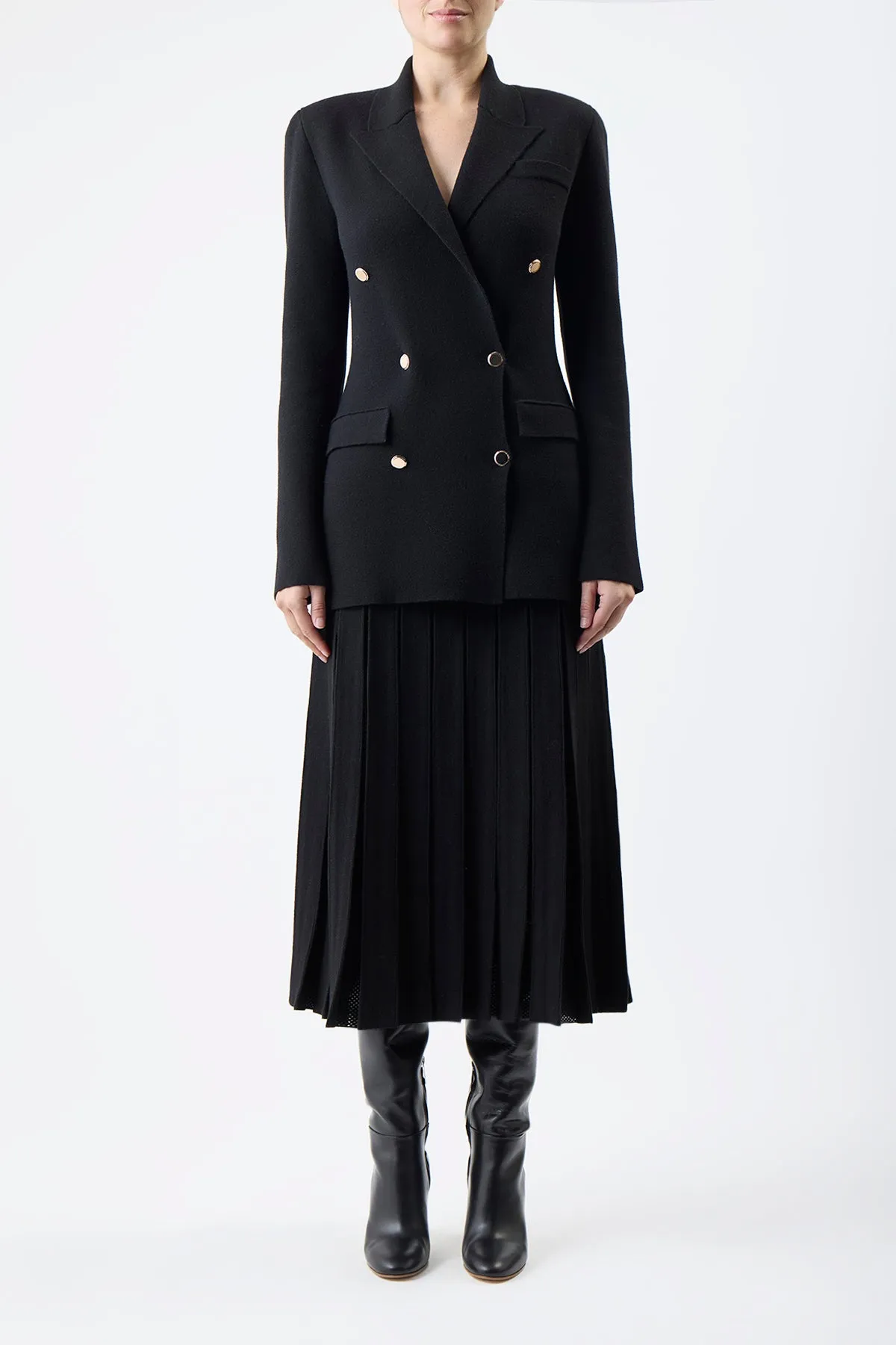 Bowen Knit Jacket in Black Wool