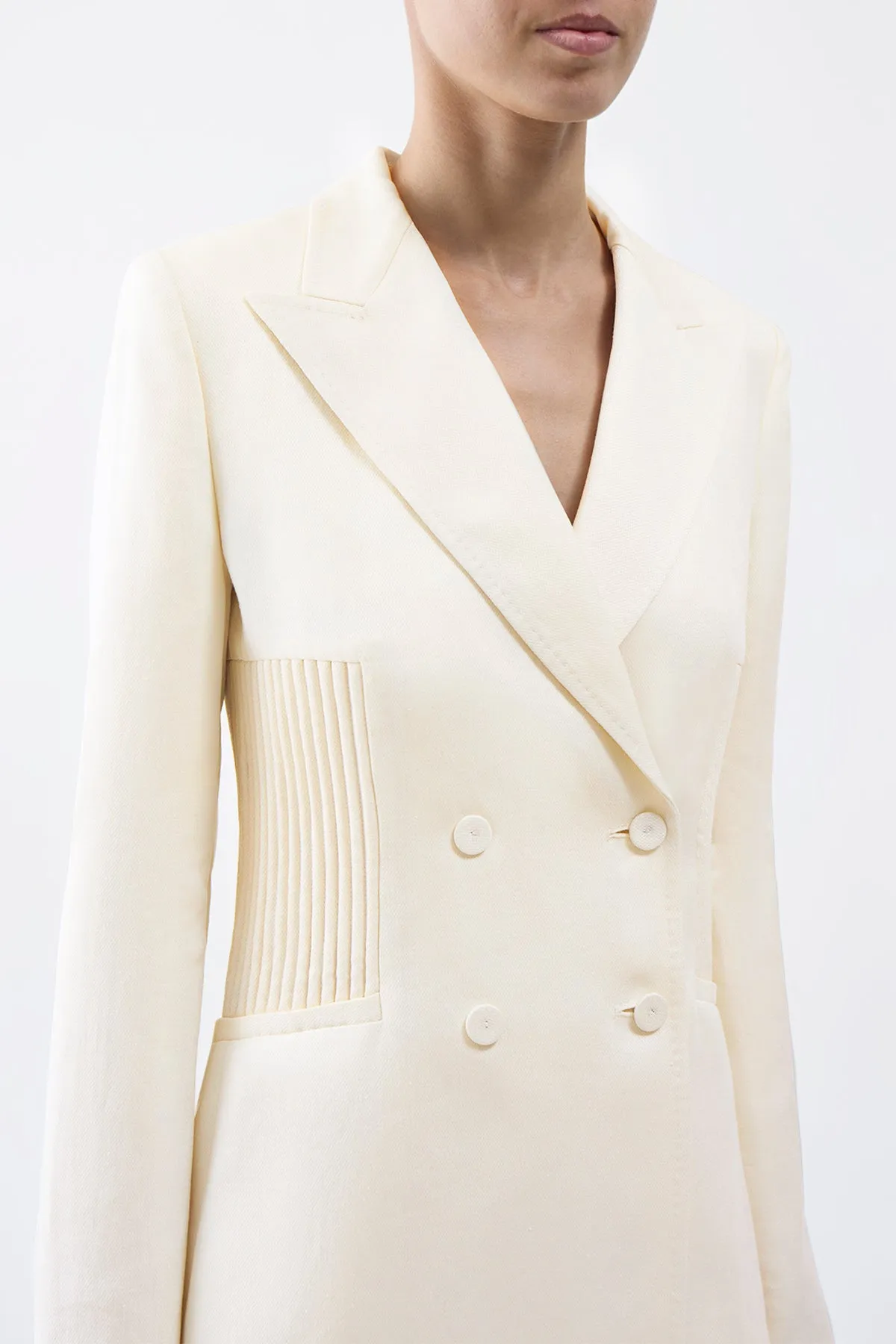 Brett Blazer in Ivory Textured Linen