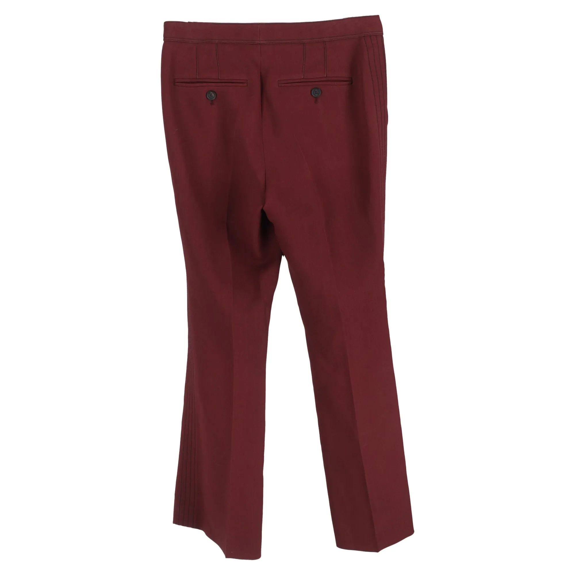 Burberry High-Rise Straight-Leg Trousers in Burgundy Wool