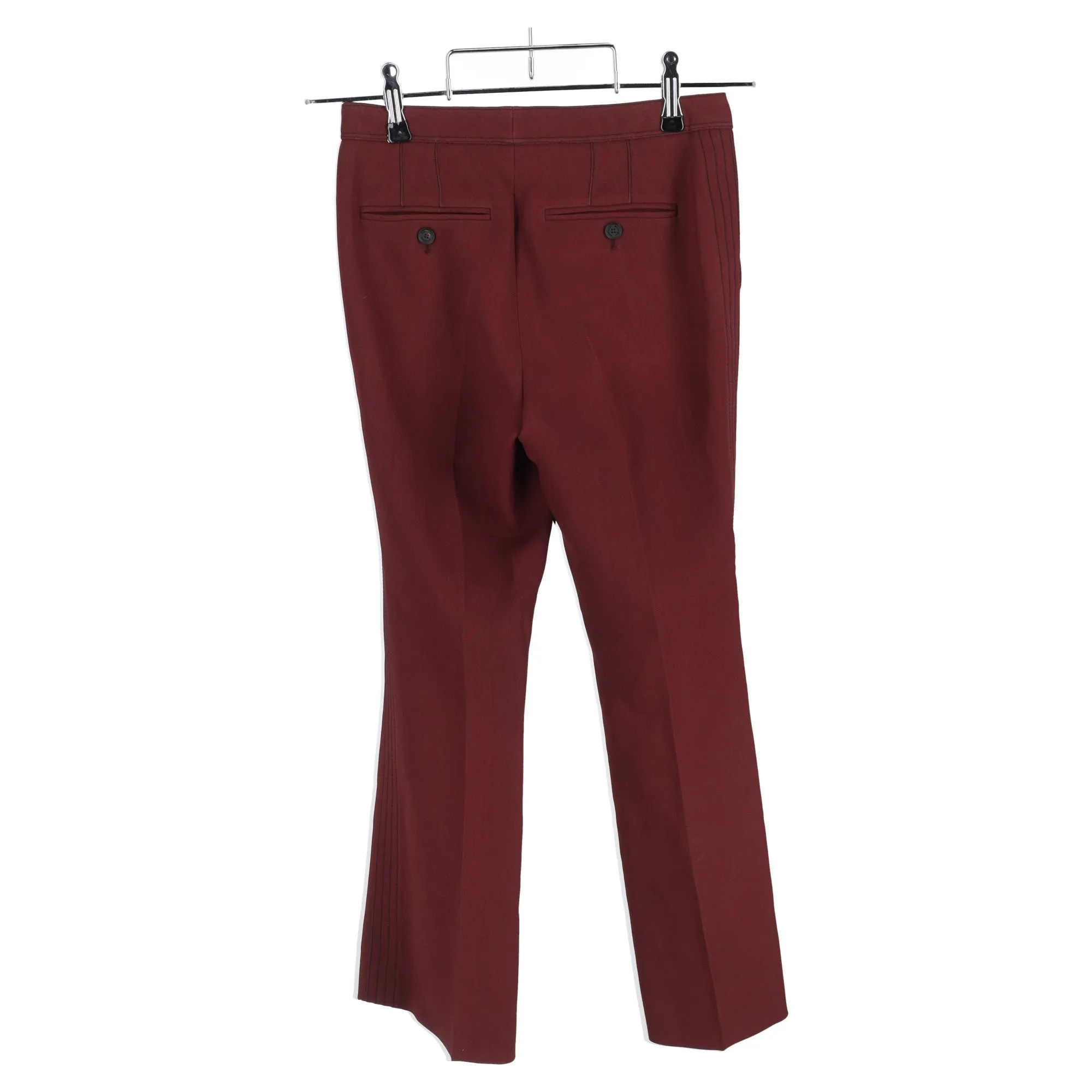 Burberry High-Rise Straight-Leg Trousers in Burgundy Wool