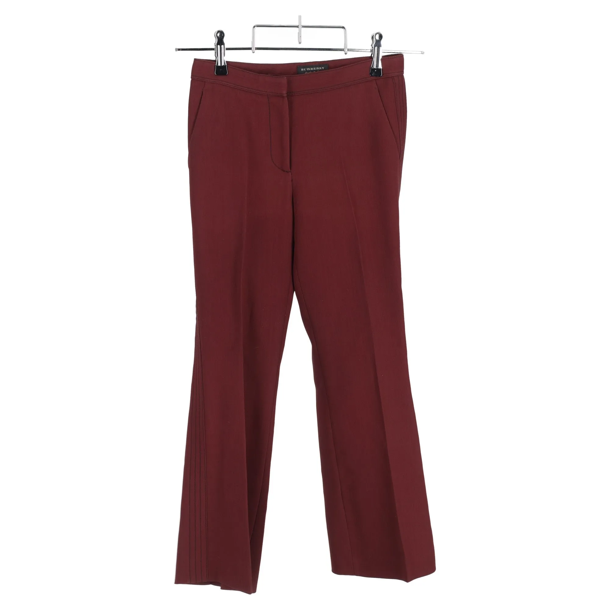 Burberry High-Rise Straight-Leg Trousers in Burgundy Wool