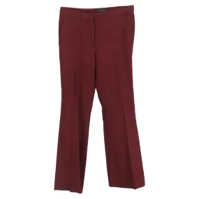 Burberry High-Rise Straight-Leg Trousers in Burgundy Wool