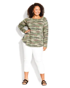 Camo Long Sleeve Tee | Light Green / Brown