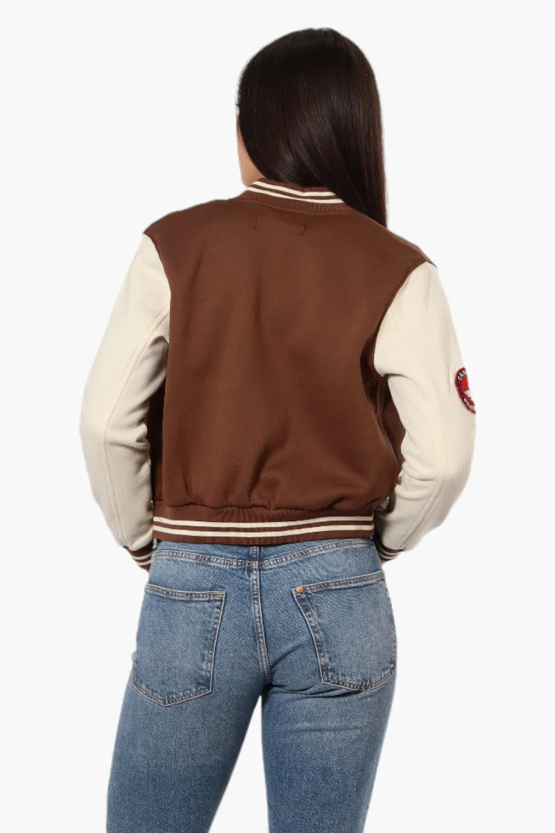 Canada Weather Gear Contrast Sleeve Varsity Lightweight Jacket - Brown