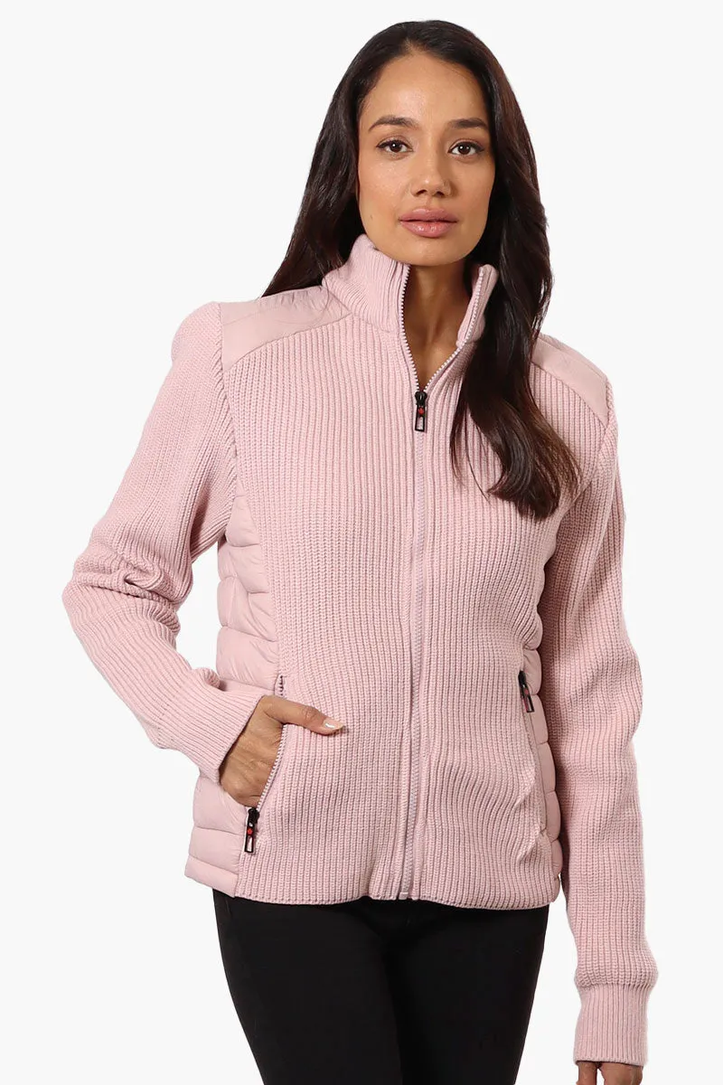 Canada Weather Gear Sweater Knit Zip Up Lightweight Jacket - Pink