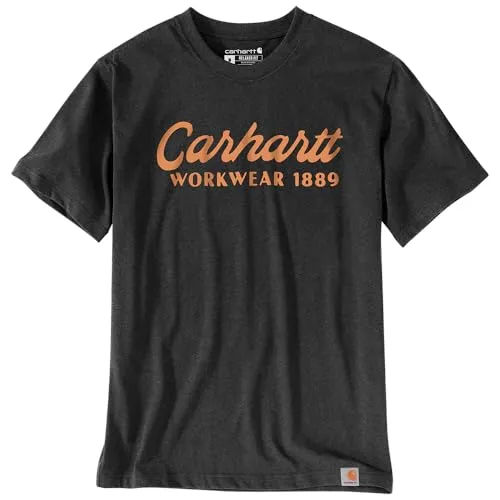 Carhartt 106158 Men's Loose Fit Heavyweight Short-Sleeve Script Graphic T-Shirt - 2X-Large Regular - Carbon Heather