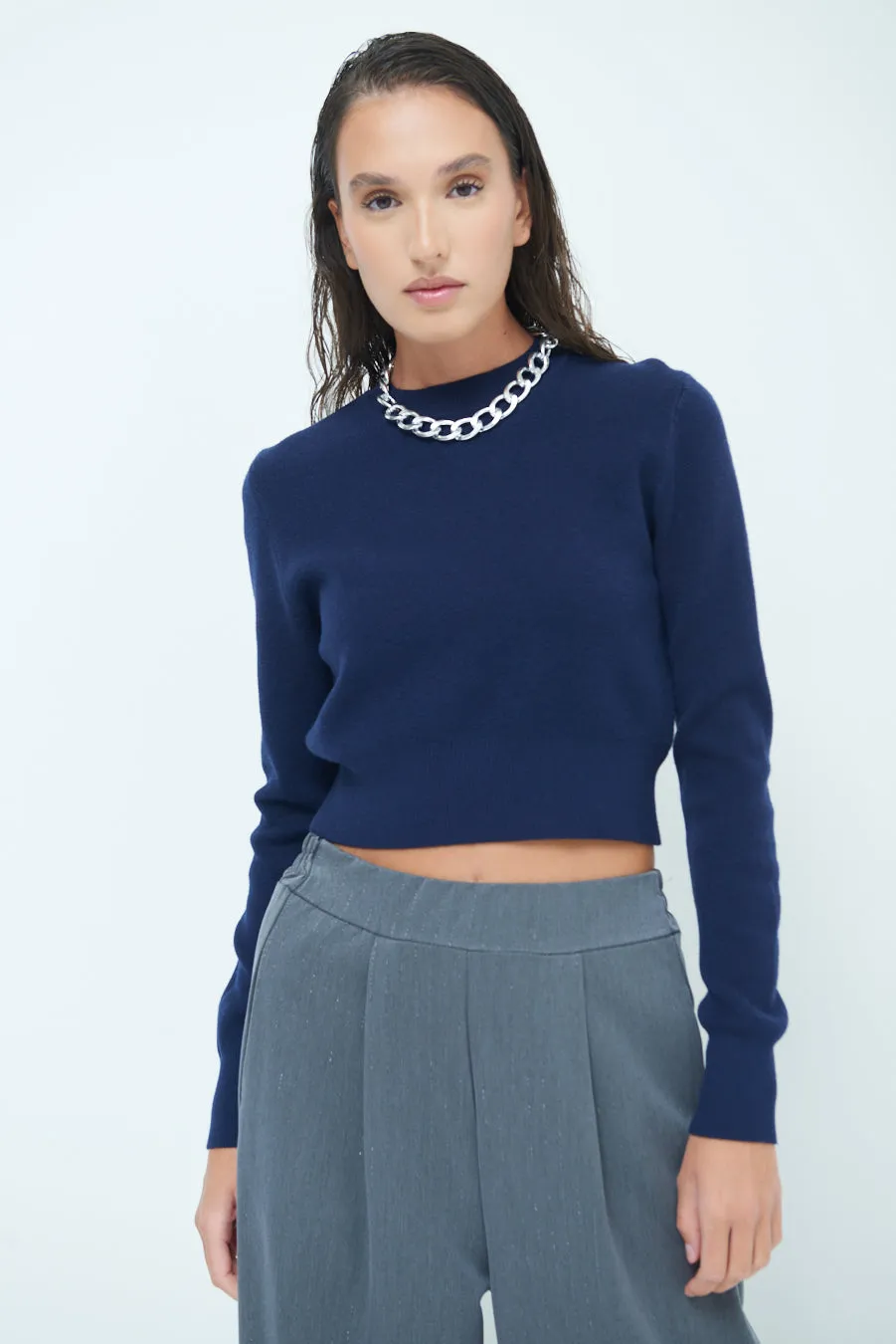 Cozy cropped long-sleeve sweater wholesale