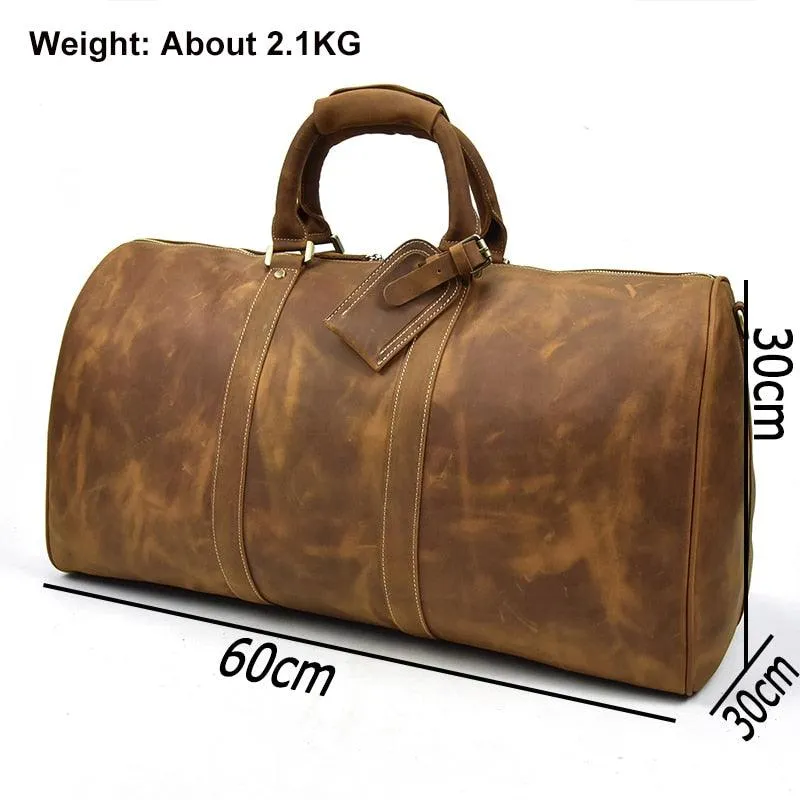 Crazy Horse Leather Travel Luggage Bag 20 - 24 Inch