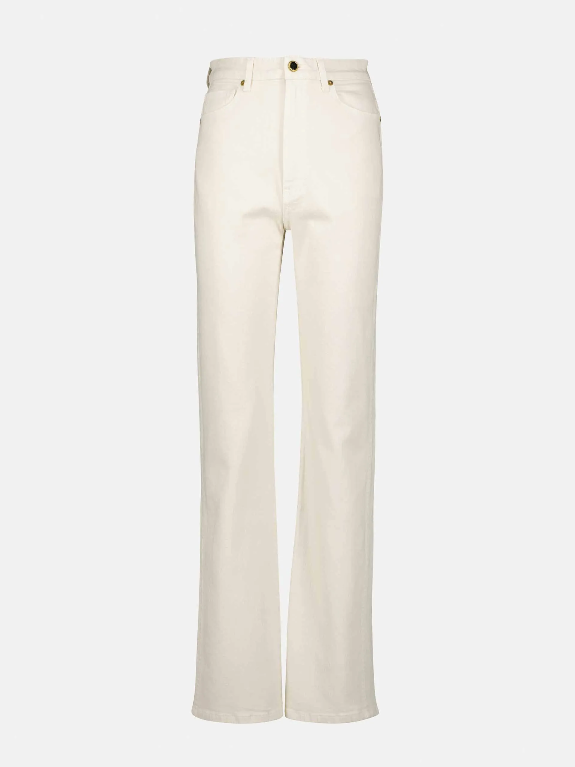 Cream high rise straight jeans