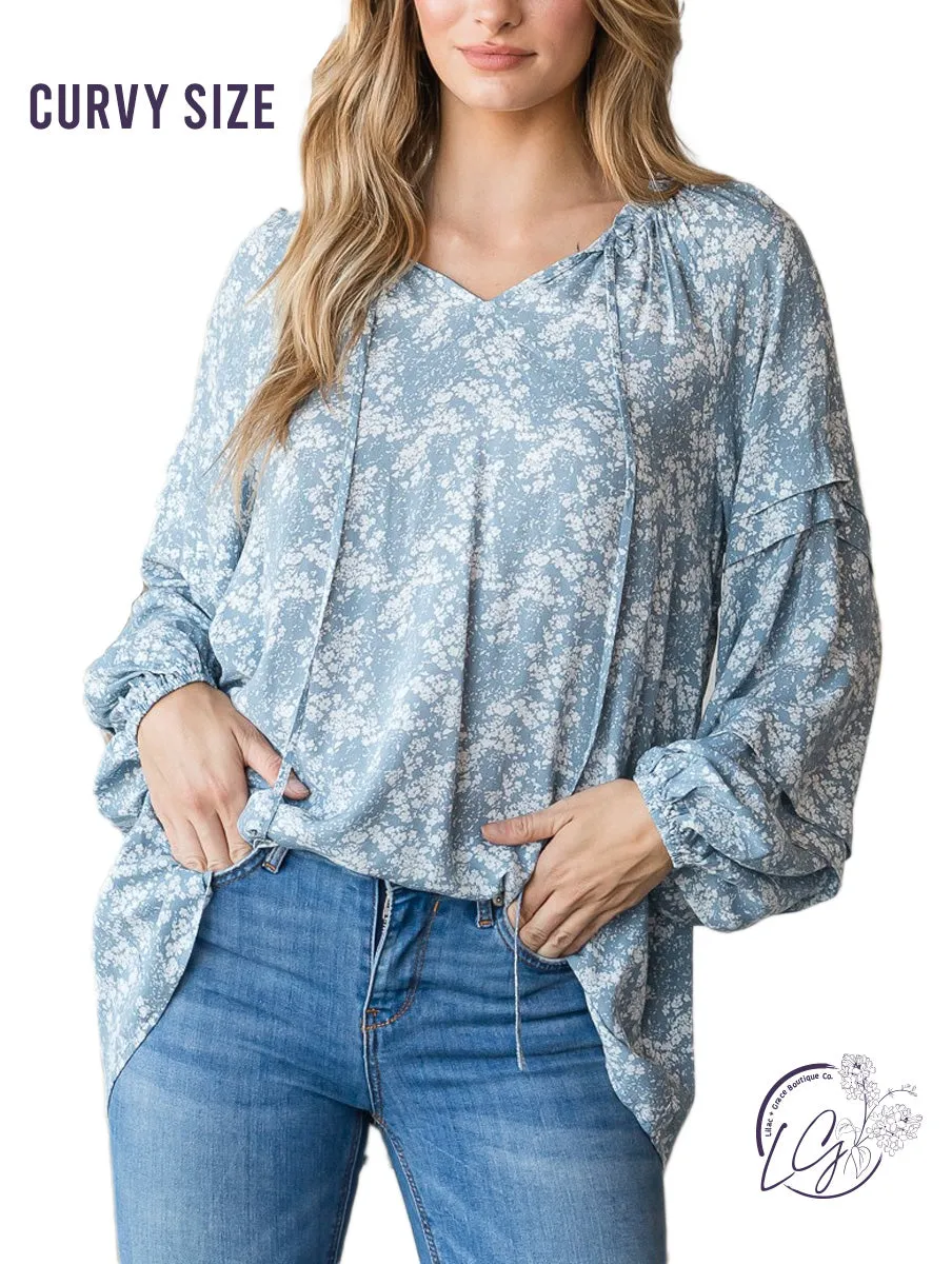 Curvy Meadow Song Floral Blouse