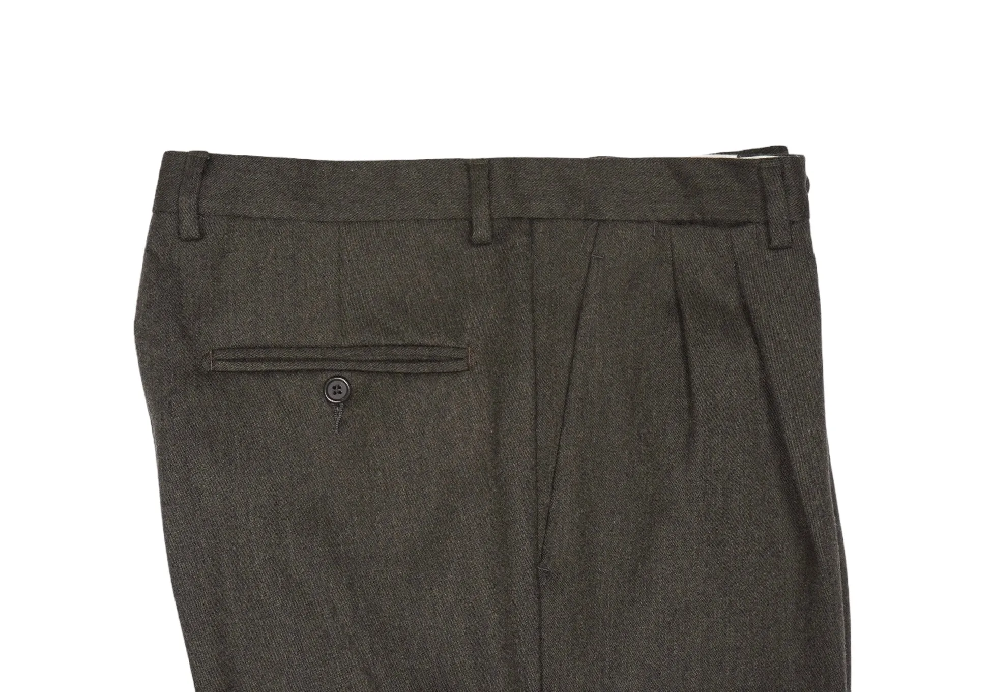 Dark Brown High-Rise Pleated Wool Trousers 50