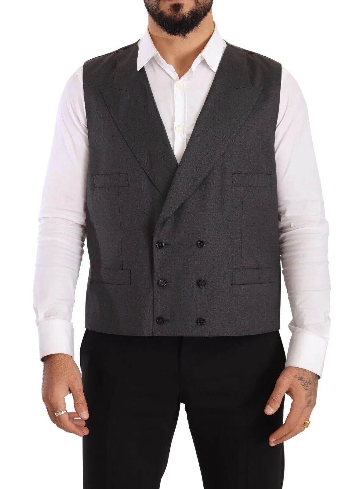 Dolce & Gabbana Gray Double Breasted 2 Piece SICILIA Blazer