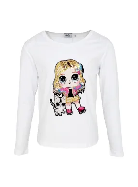 Doll and Cat Long Sleeve Shirt