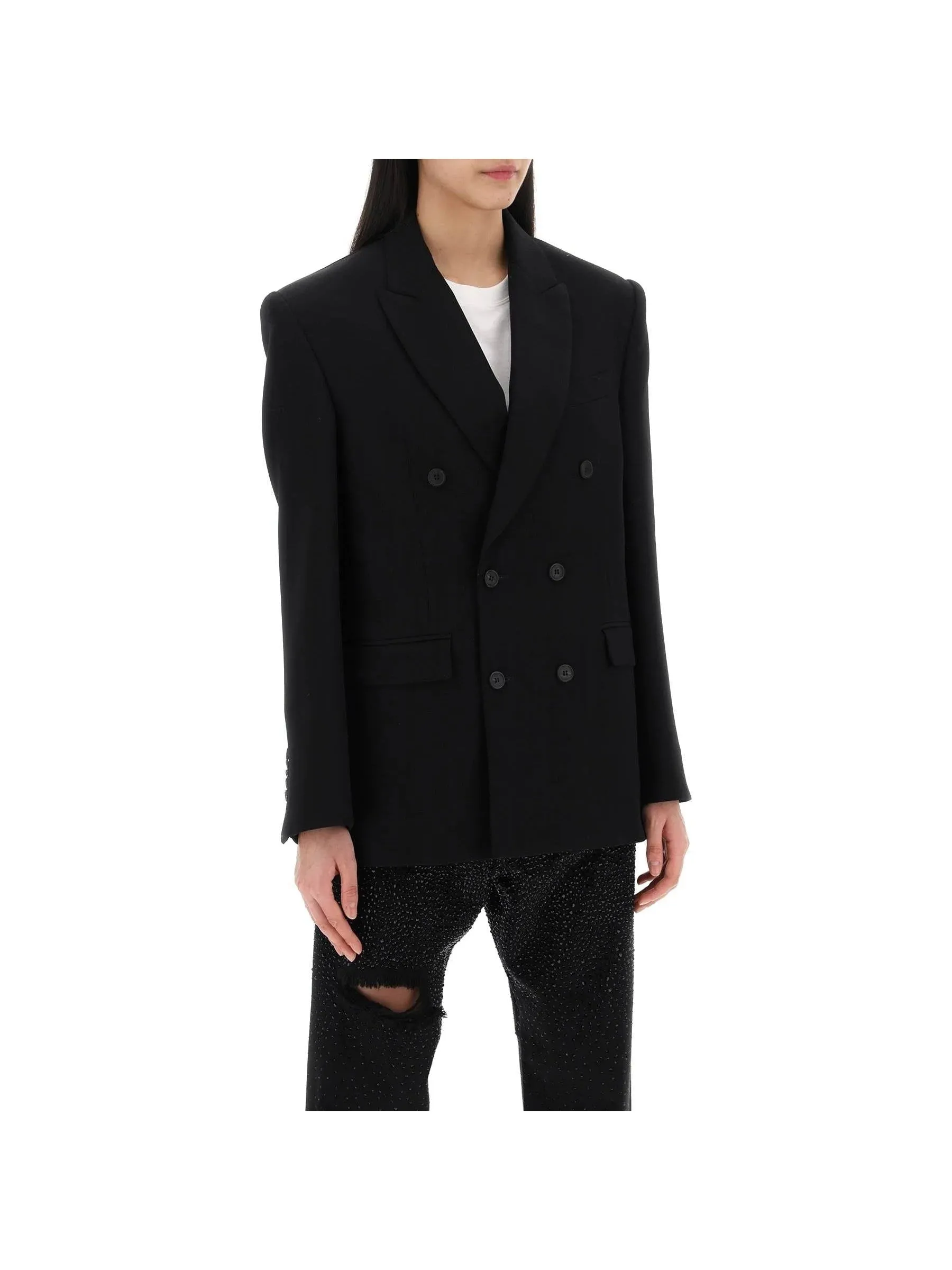 Double-Breasted Blazer Wool Blend