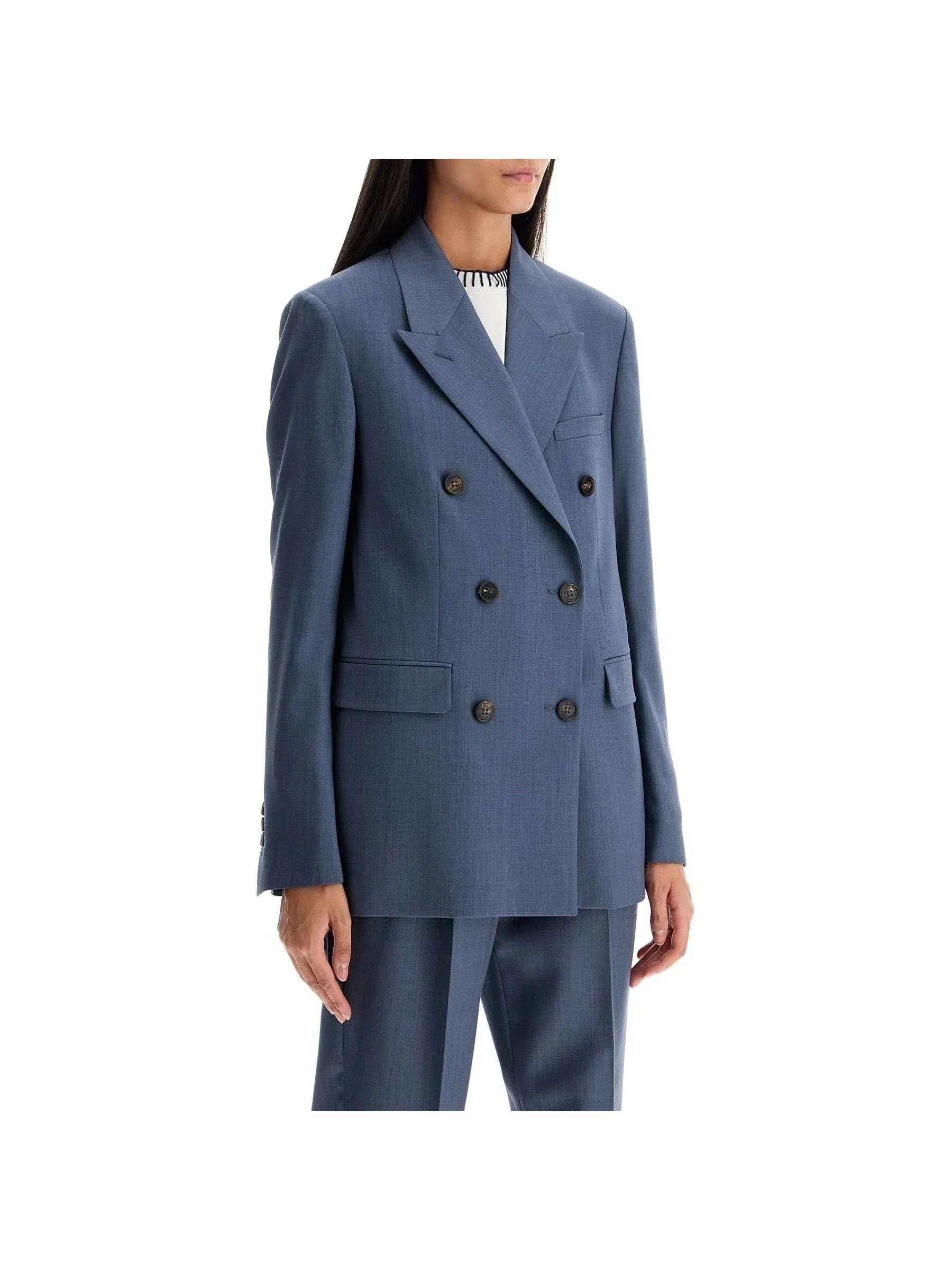 Double-Breasted Blazer Wool Outerwear