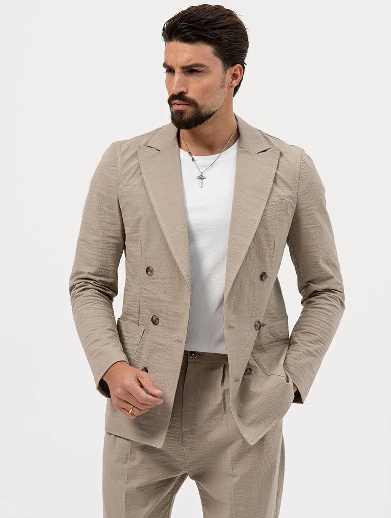 DUBAI DOUBLE BREASTED BLAZER IN DOVE