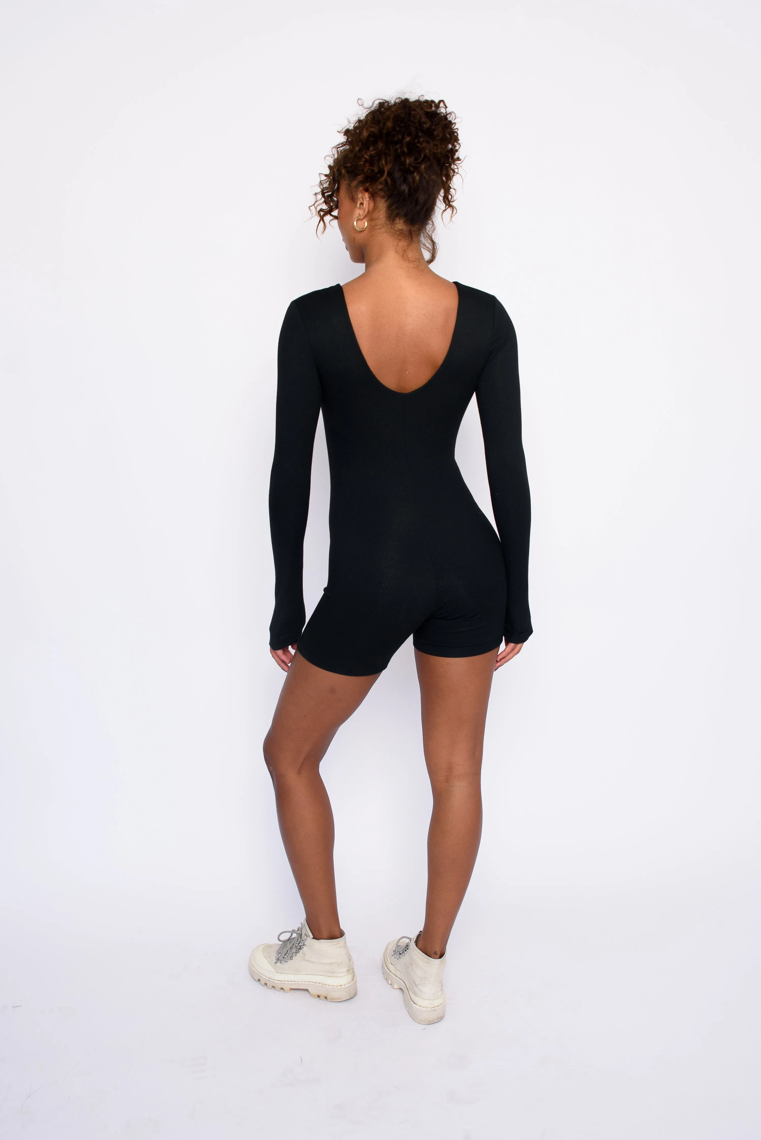 Elle Bodysuit Ribbed - Black