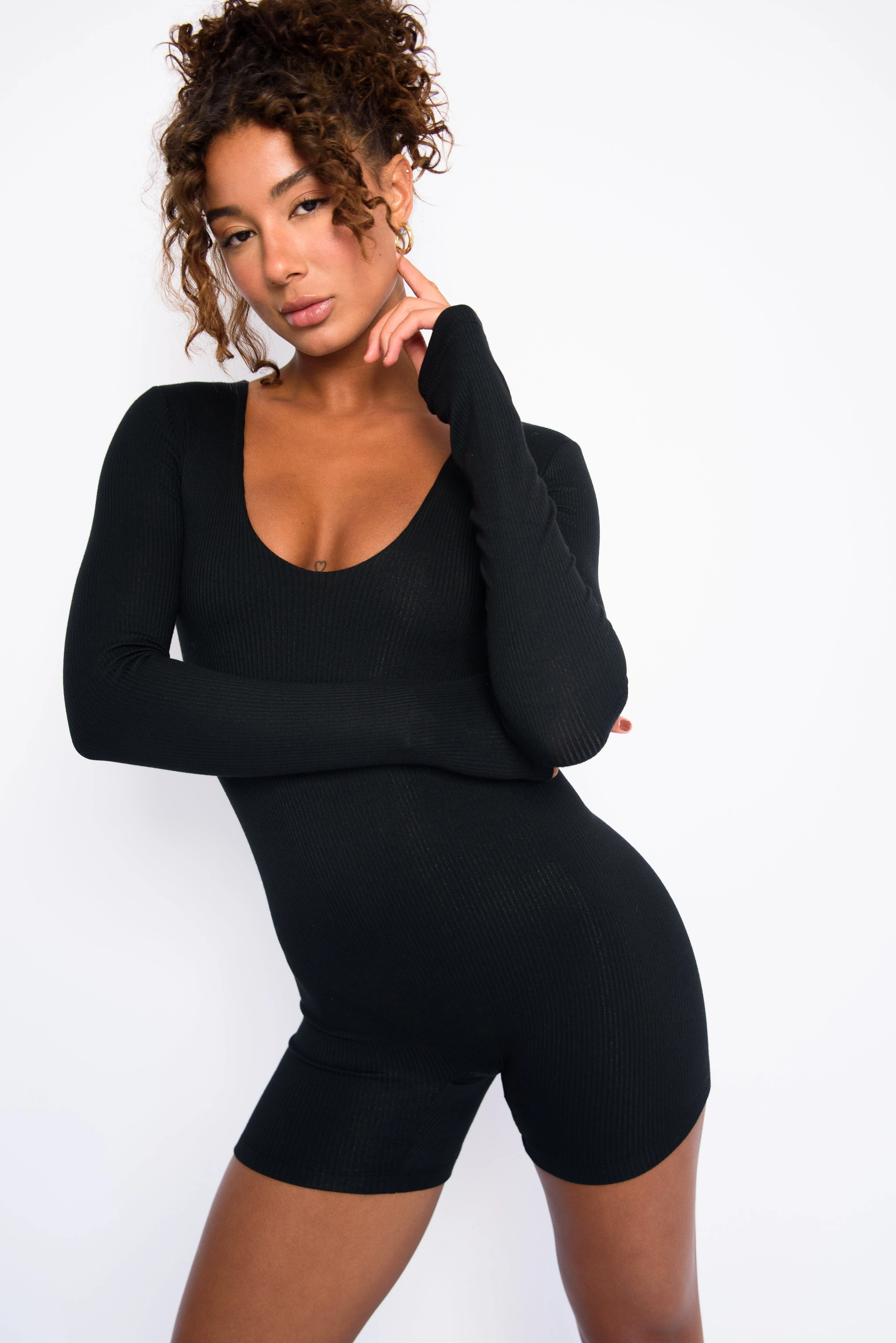 Elle Bodysuit Ribbed - Black