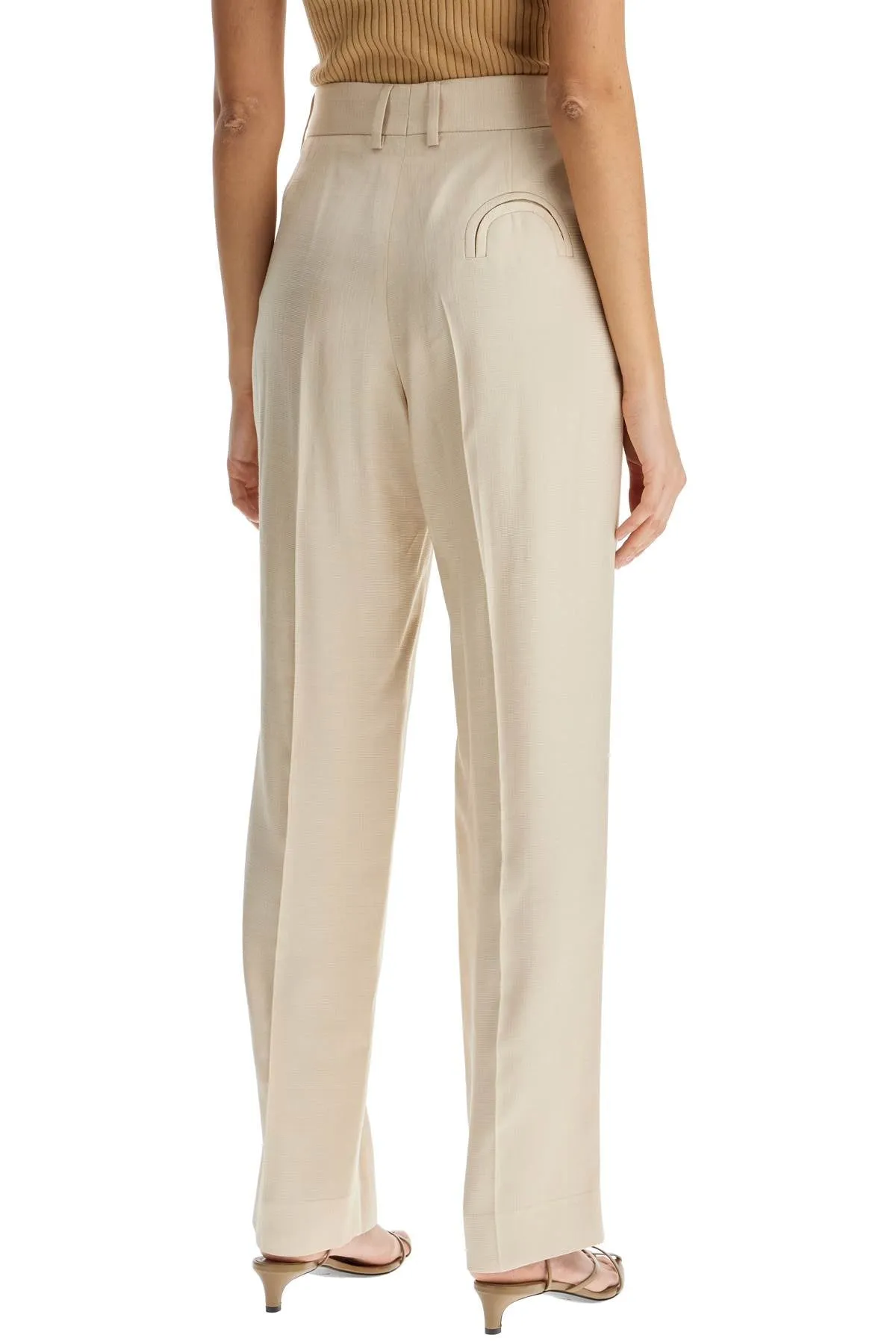 Embroidered High-Rise Trousers