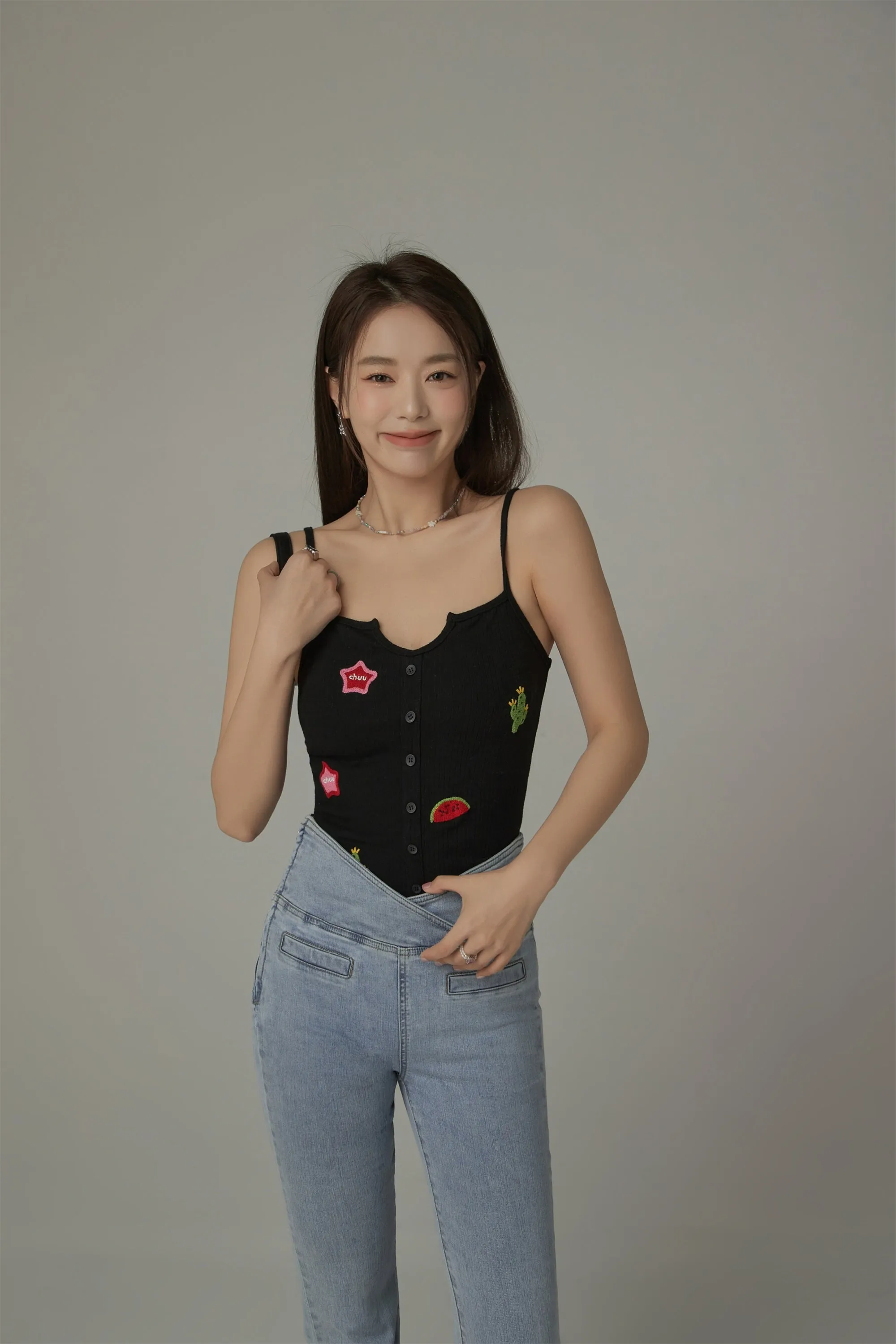 Embroidered Ribbed Top