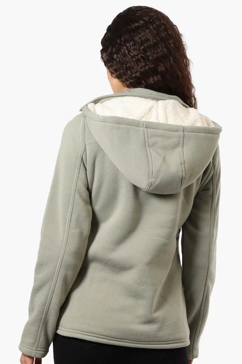 Fahrenheit Sherpa Lined Hood Double Breasted Lightweight Jacket - Olive