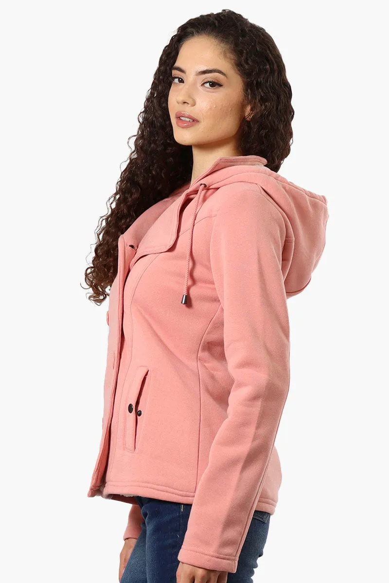 Fahrenheit Sherpa Lined Hood Double Breasted Lightweight Jacket - Pink