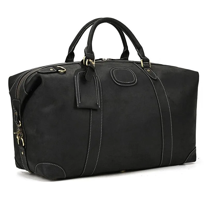 Genuine Leather Duffle Bag Weekender Travel Bag Anti-Theft