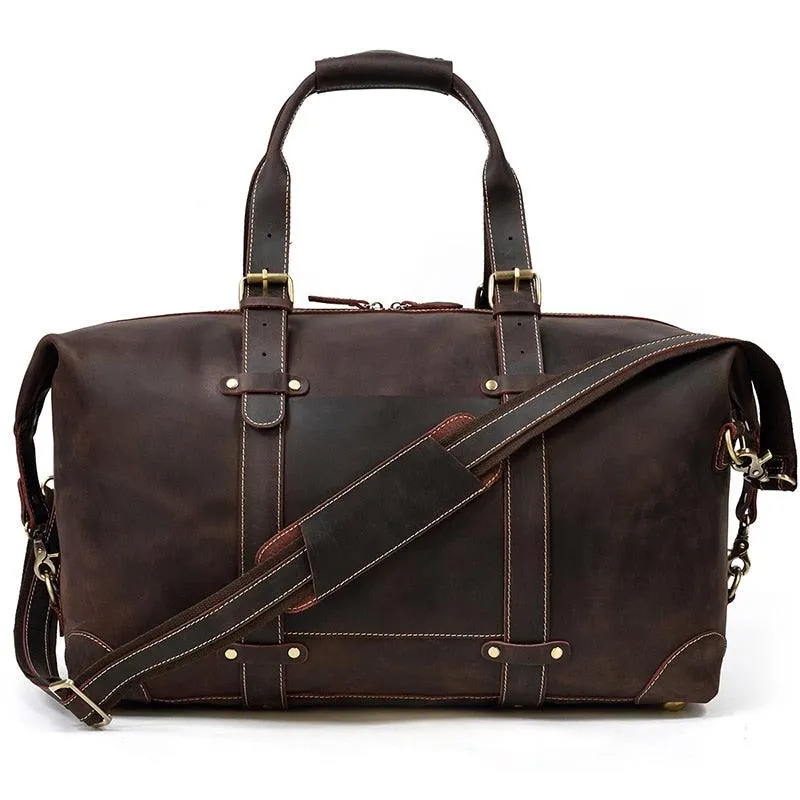 Genuine Leather Duffle Bag Weekender Travel Bag Anti-Theft