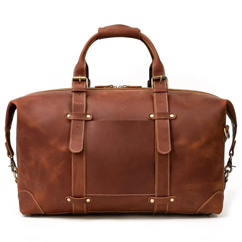 Genuine Leather Duffle Bag Weekender Travel Bag Anti-Theft