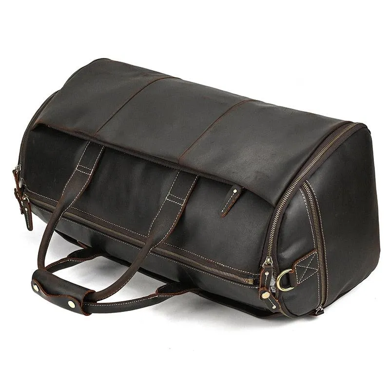 Genuine Leather Folding Duffel Bag for Business Suit