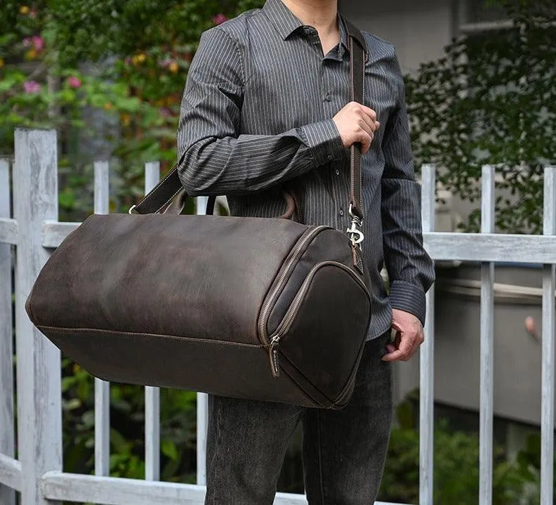 Genuine Leather Folding Duffel Bag for Business Suit