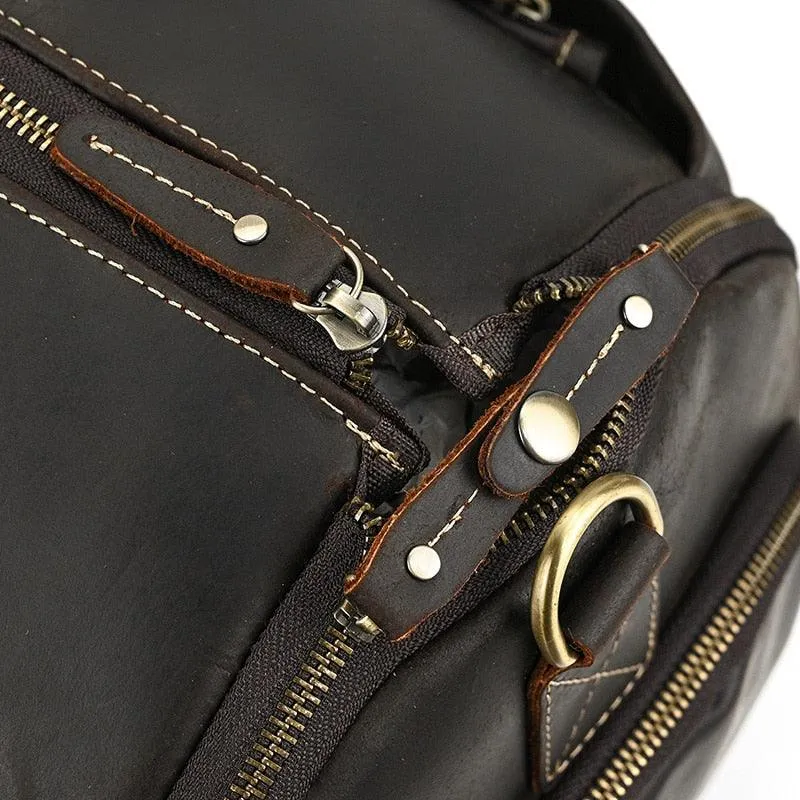 Genuine Leather Folding Duffel Bag for Business Suit