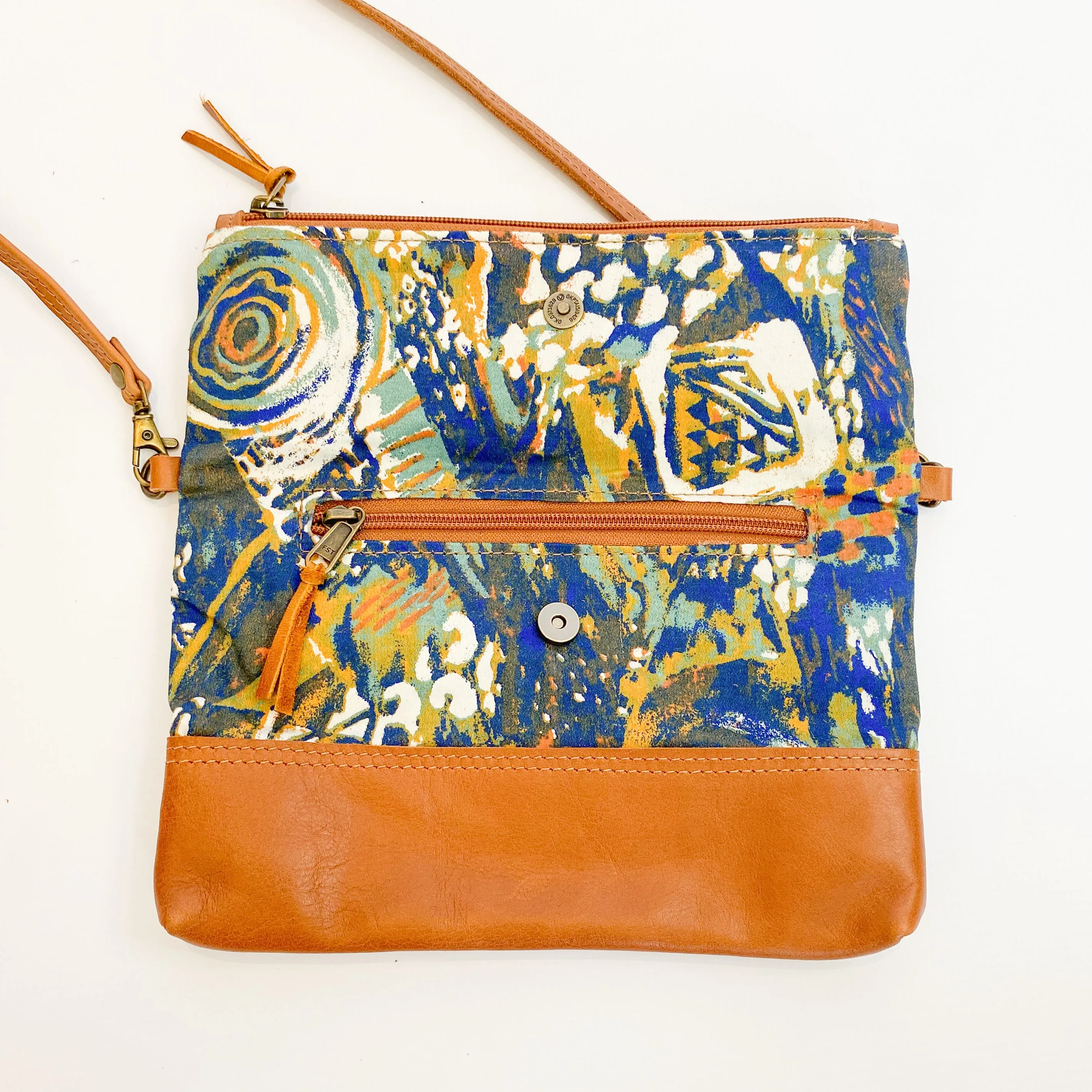 Gia leather multi art foldover bag