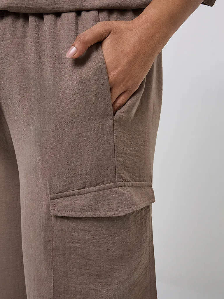 Gia Taupe High-Rise Trousers