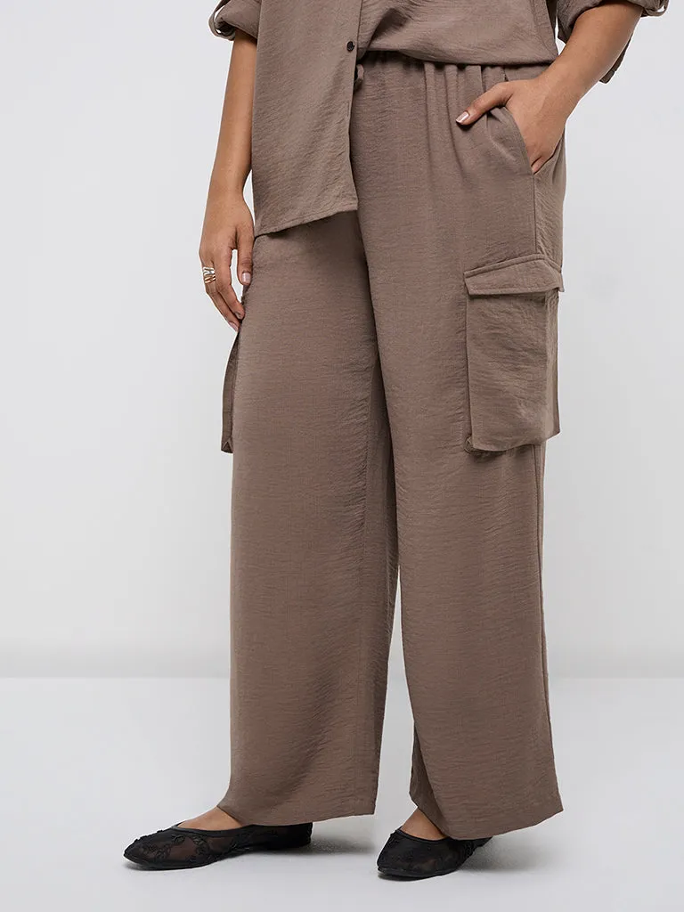 Gia Taupe High-Rise Trousers