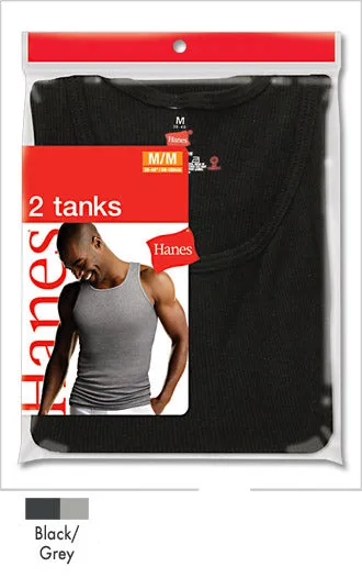 Hanes Ribbed Tank A-shirt 2 Pack Blk-Gry