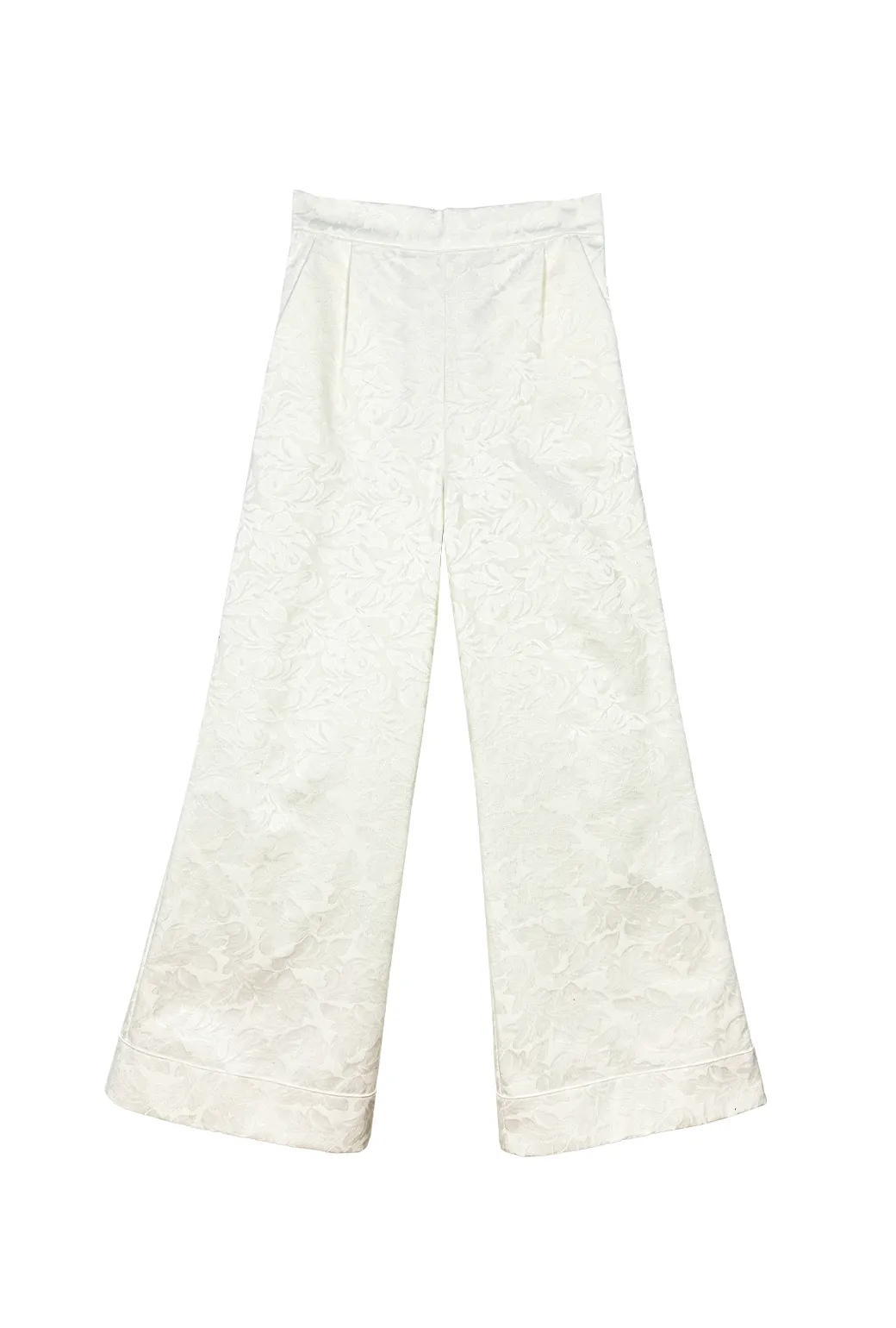 Hepburn High Rise Trousers - Ivory Damask