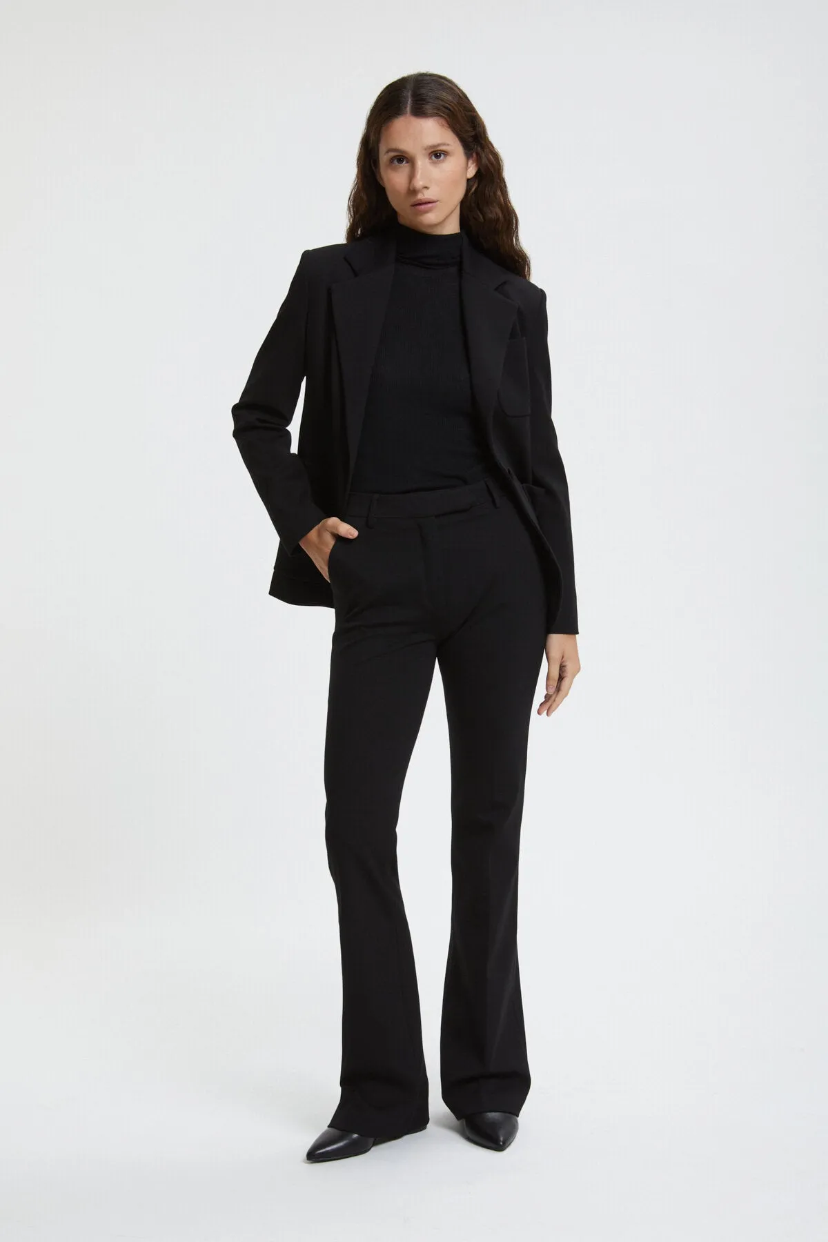 High rise flare trousers