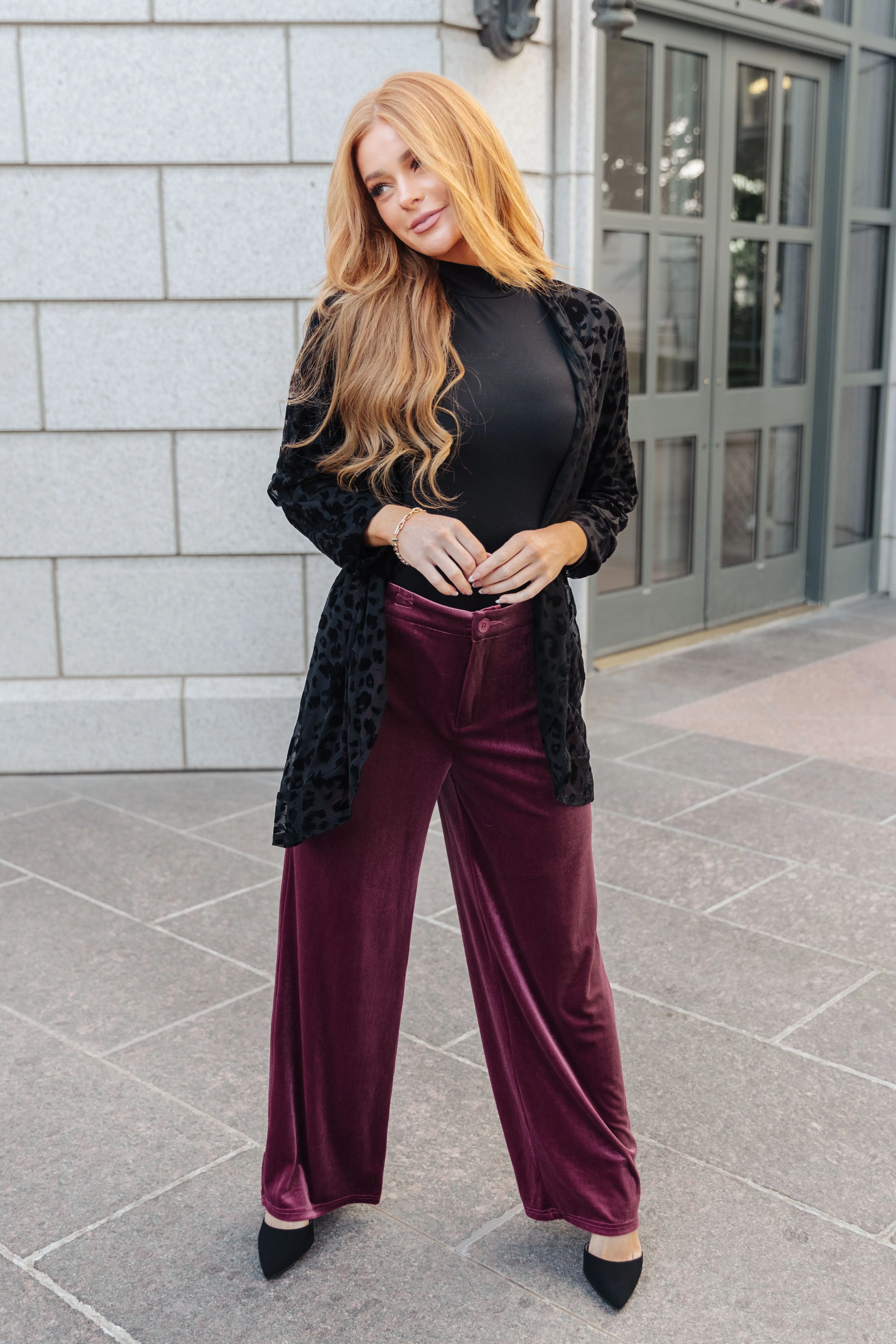 High Society Velvet Wide Leg Trousers