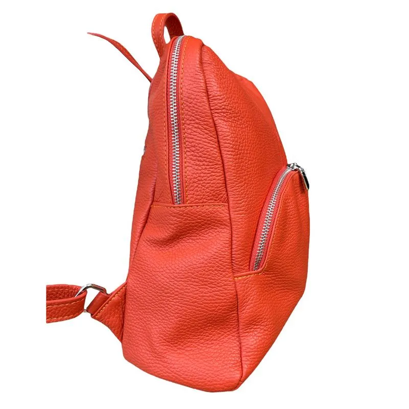 Italian Leather Medium Backpack in Burnt Orange