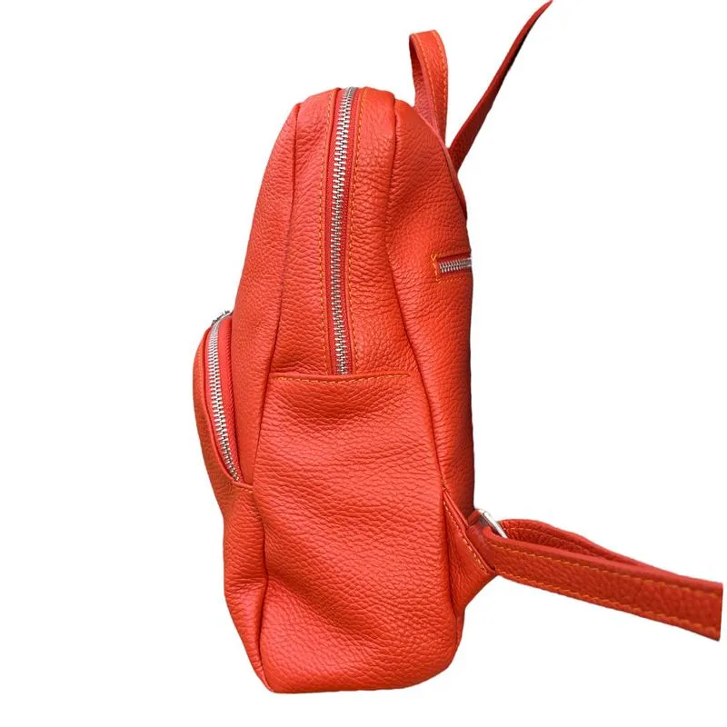 Italian Leather Medium Backpack in Burnt Orange