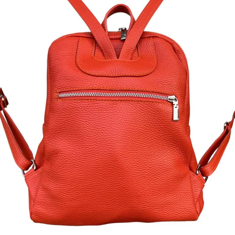 Italian Leather Medium Backpack in Burnt Orange