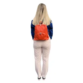 Italian Leather Medium Backpack in Burnt Orange